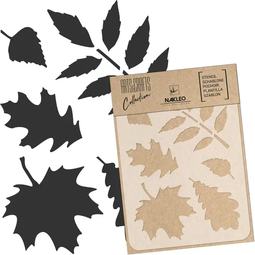 NAKLEO Plantilla de pintura para manualidades A3 de 11.8 x 16.5 pulgadas, patrón de naturaleza de hojas de otoño, plantilla de dibujo de plástico