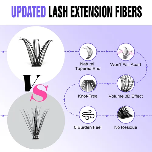 Miniatura 4 de Extensiones de pestañas en racimo Pawotence, 280 unidades, 40D 50D, extensiones de pestañas en racimo, pestañas individuales, 8-16mm