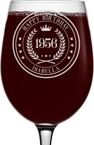 Miniatura 9 de Spotted Dog Company Copa de vino grabada vintage de 16 onzas con tallo de 16 onzas, regalos de feliz cumpleaños 70 para mujeres y hombres, saludos a