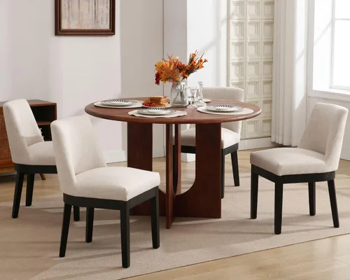 Miniatura 17 de VESCASA Sillas de comedor tapizadas de 18 pulgadas de ancho con respaldo acolchado de 13 pulgadas de alto, sillas de comedor de granja con patas