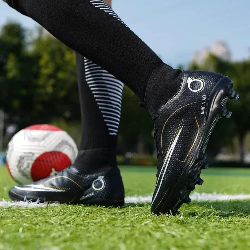 Miniatura 7 de Tacos de fútbol para niños y niñas, zapatos de entrenamiento de fútbol para exteriores e interiores, zapatos de césped atlético
