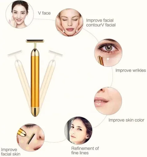 Miniatura 3 de Beauty Bar - Masajeador facial de 24 quilates, masaje facial eléctrico en forma de T, herramientas de elevación reafirmante para pieles sensibles
