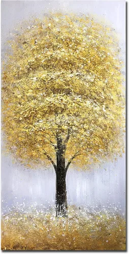 Miniatura 15 de Yotree Pintura de árbol, 24 x 48 pulgadas, óleo sobre lienzo, arte abstracto, enmarcado, pintado a mano, moderno, unisex, interior, sala de estar