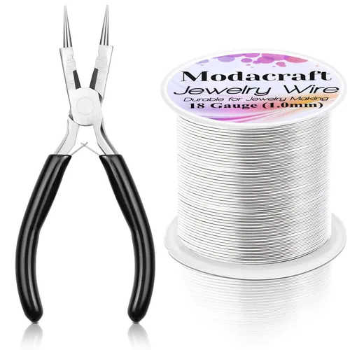 Miniatura 23 de Alambre de plata de calibre 20 para hacer joyas con alicates 4 en 1 Modacraft de 82 pies, alambre para manualidades de 0.8mm, alambre de cobre