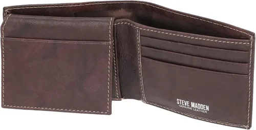 Miniatura 3 de Steve Madden Cartera RFID de cuero para hombre con capacidad adicional y bolsillo abatible