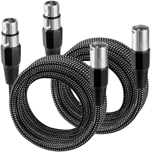 Miniatura 8 de Cable XLR KINXIYU 3 pies, cable de micrófono 3 Pin Nylong trenzado balanceado XLR macho a hembra, cables de parche de micrófono de servicio pesado