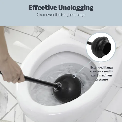Miniatura 4 de Casabella Combo de Desatascador de Inodoro y Organizador Oculto para Baños, Juego de 2 Piezas de Desatascador de Inodoro de Servicio Pesado