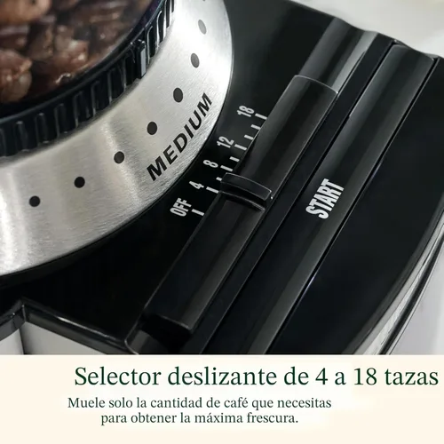 Miniatura 5 de Cuisinart Molinillo de café eléctrico de un solo toque con selector de molienda de 18 posiciones, acero inoxidable, DBM-8P1