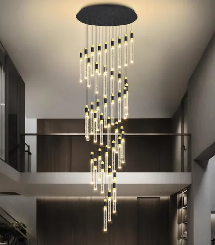 Miniatura 20 de Lámpara de araña moderna de 118 pulgadas con 12 luces para sala de estar, luminaria LED regulable para entrada, luz de techo alto, iluminación