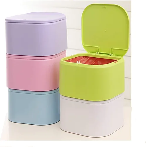 LI-GELISI Tipo de prensa Papelera de escritorio Mini Mini Botes de basura Hogar Sala de estar Dormitorio Lindo Bote de basura de mesa (azul)