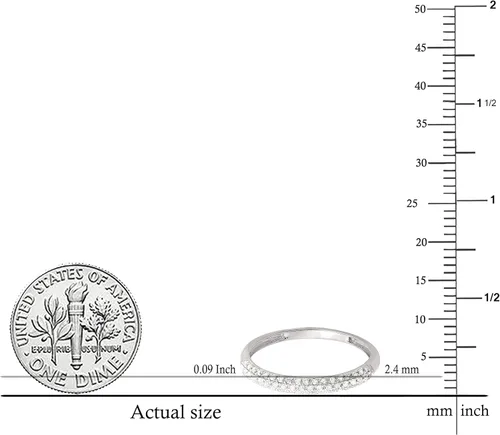 Miniatura 5 de Dazzlingrock Collection 0.25 Carat (ctw) Round White Diamond 3 Row Studded Stackable Wedding Band for Women in 10K Gold