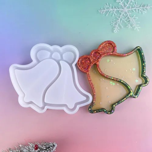 Miniatura 6 de Moldes de silicona de resina de bandeja de campana de Navidad, placa de caramelo de aperitivo, molde de fundición de placa de almacenamiento