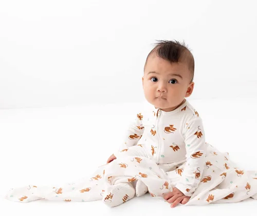 Miniatura 3 de Pijama suave de viscosa de bambú para bebé, cierre de cremallera, 0-24 meses