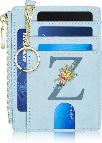 Miniatura 35 de Tarjetero para mujer minimalista y delgado con bolsillo frontal, bloqueo RFID, cartera compacta con ventana para identificación y bolsillo