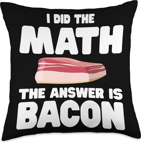 Miniatura 5 de Bacon Themed Clothes For Meat & Bacon Lovers Lover I Did The Math The Answer is Bacon - Almohada de 16 x 16 pulgadas, multicolor