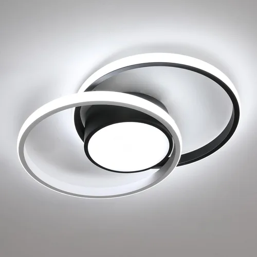AUA Lámpara LED moderna de techo, lámpara de montaje empotrado de 39 W, redonda de 15.7 pulgadas, 6500 K, iluminación cercana al techo para Negro y