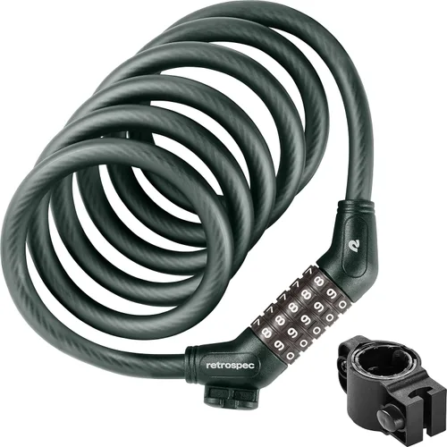 Miniatura 8 de Retrospec Grizzly Plus - Candado de combinación para bicicleta, resistente antirrobo con combo personalizado de 5 dígitos, cable resistente a cortes