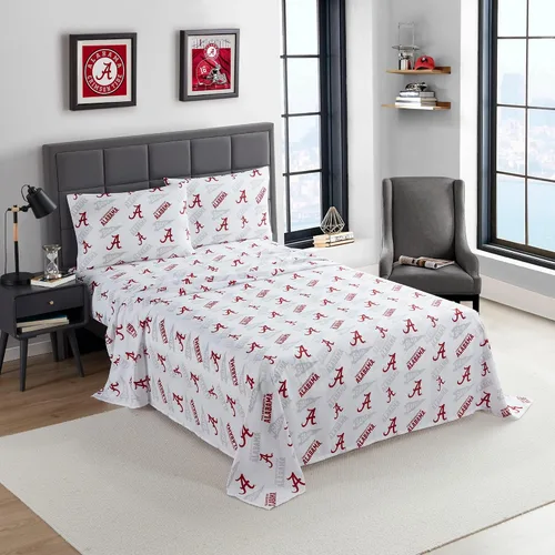 Juego de sábanas con licencia oficial de Alabama Crimson Tide NCAA tamaño twin – Ropa de cama con logotipo del equipo para dormitorios