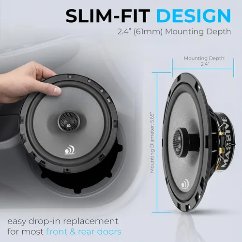Miniatura 3 de Massive Audio FC6X Altavoces coaxiales de 2 vías de 6.5 pulgadas - 100 W RMS / pico de 200 W, 4 ohmios - Actualización de audio para automóvil