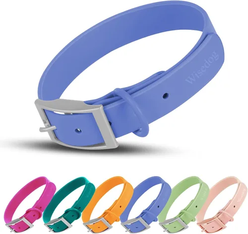 Miniatura 6 de Wisedog Collar de perro impermeable: ajuste múltiple de 7 a 23.6 pulgadas, correa recubierta de goma suave, fácil de limpiar, para perros pequeños