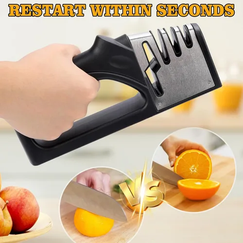Miniatura 6 de Afilador de cuchillos manual 4 en 1 adecuado para cuchillos de cocina, cuchillos de frutas, cuchillos de acero, tijeras y afilado de precisión de 3
