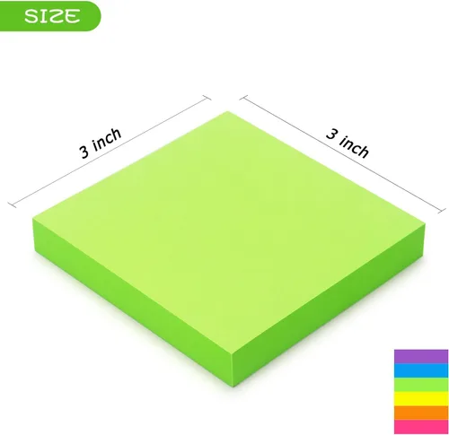 Miniatura 2 de Early Buy Notas adhesivas 6 colores brillantes, 12 blocs de notas autoadhesivas de 3 x 3 pulgadas, 100 hojas/bloc