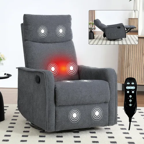 Miniatura 29 de Recliner Chair, Swivel Fabric Massage Rocker Recliner Chair for Adults, Manual Nursery Chair Glider Recliner with Massage and Heat for Living Room