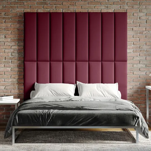 Miniatura 5 de Jaxx Panelist - Cabecero acolchado moderno, juego de 4 paneles para montar en la pared, tamaño King, microterciopelo rojo vino Vino Rojo