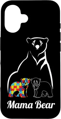 Miniatura 31 de Funda para iPhone 14 Pro Max para concientización sobre el autismo, mamá oso, mamá y niño