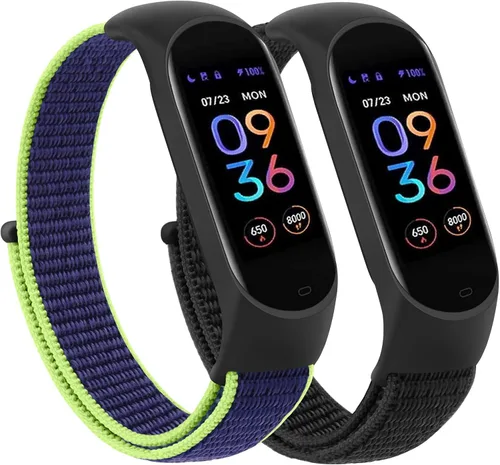Miniatura 10 de Wanme Bandas de nailon para Amazfit Band 5 correas de repuesto para mujeres y hombres, paquete de 2 correas deportivas de nailon suave compatibles