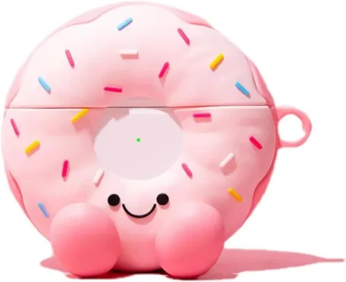 Miniatura 7 de Funda compatible con AirPods, linda funda protectora de silicona suave Kawaii con llavero (oso lindo 1, AirPods 2 y 1)