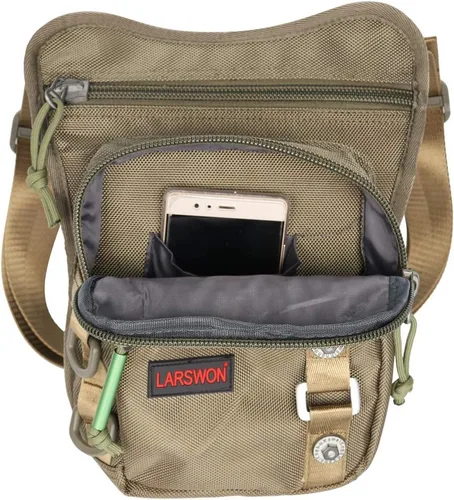Miniatura 3 de Bolsa Cangurera Larswon con Ajuste en Muslo y Cintura, Riñonera Táctica, Bolsa para Motocicleta Impermeable