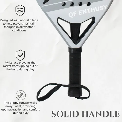 Miniatura 4 de Padel Racket, Carbon Fiber Surface Padel Racquet, Lightweight, Ideal for Training/Matches Gris