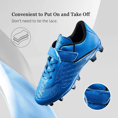 Miniatura 2 de LIGVIV Zapatos de fútbol para niños y niñas, sin cordones, para exteriores, terreno firme