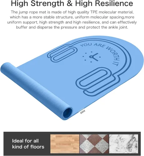 Miniatura 4 de Tapete de cuerda de saltar de 8/20/1.181 in, tapete de ejercicio duradero, antideslizante, tapete de entrenamiento con cuerda de saltar y bolsa