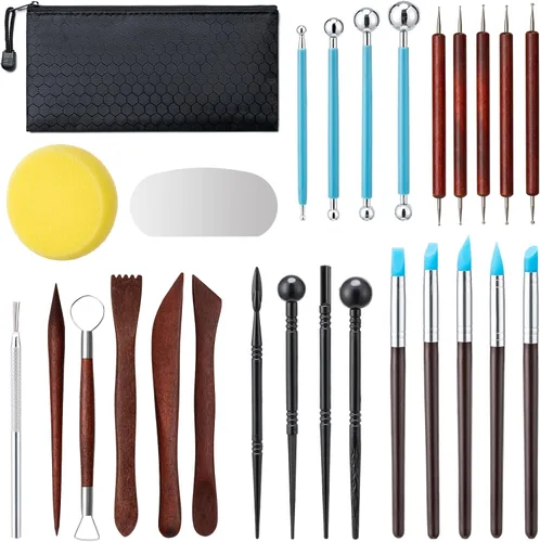 Miniatura 10 de Amrules Kit de herramientas de arcilla, 43 herramientas de cerámica, práctico kit de herramientas de escultura de arcilla polimérica, juego