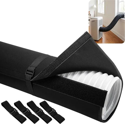 RunNico Funda aislante de manguera de CA portátil, cubierta de manguera de aire acondicionado con 4 correas, fácil instalación de ventilación de