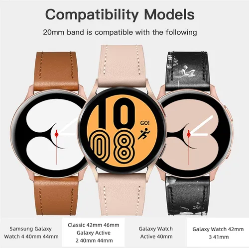 Miniatura 8 de Correa de cuero GEAK compatible con Samsung Galaxy Watch 7 de 40 mm, 44 mm, Galaxy Watch 6 5 4 de 40 mm, 44 mm, Galaxy Watch 6 Classic de 47 mm, 43