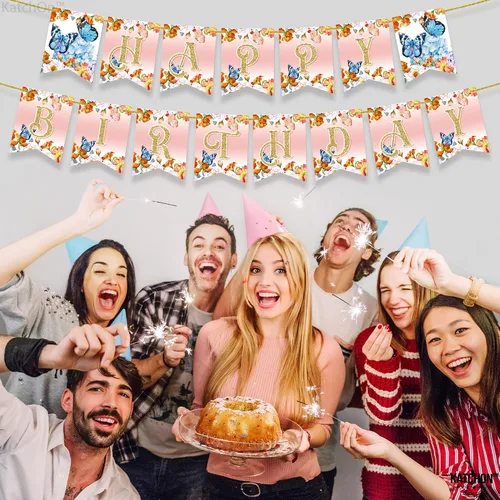 Miniatura 6 de KatchOn, Cartel grande de mariposa de feliz cumpleaños – NO DIY Cartel de mariposa de feliz cumpleaños Cartel de feliz cumpleaños de hadas