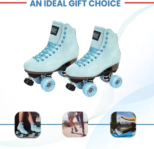 Miniatura 6 de Sure-Grip Boardwalk - Patines de ruedas unisex para exteriores con botas de cuero retro y ruedas 82A Sea Breeze