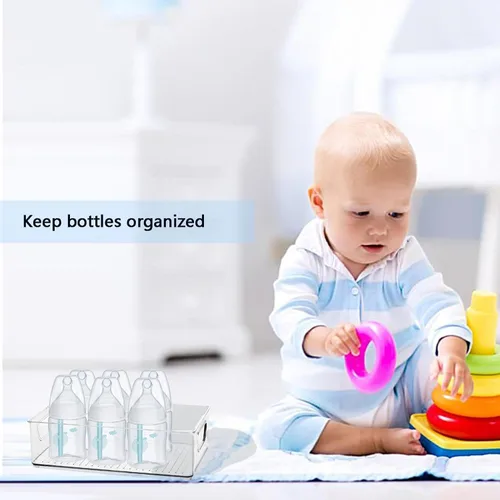 Miniatura 3 de Organizador de biberones, centro de almacenamiento de plástico para biberones y frascos de alimentos, organizador portátil de plástico para bebés