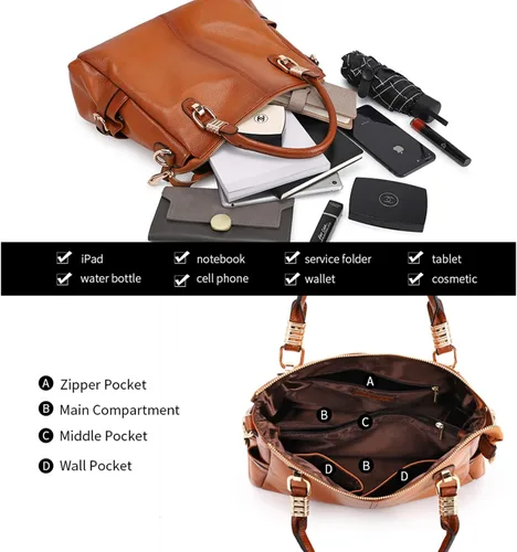 Miniatura 5 de Kattee Cartera bandolera estilo urbano de cuero para mujer