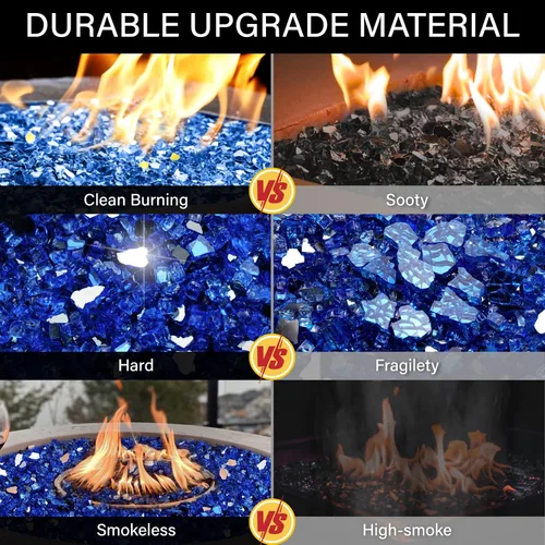 Miniatura 77 de NUPICK Vidrio de Fuego de 5 Libras, Vidrio Brillante para Fogata de 1/2 Pulgada, Roca de Vidrio Templado para Fogata para Propano o Gas Natural