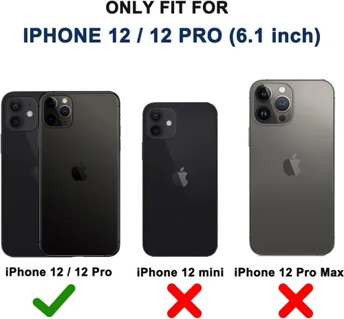 Miniatura 7 de Funda para iPhone 12, iPhone 12 Pro con funda de clip para cinturón, 2 protectores de pantalla, resistente grado militar, cuerpo completo, a prueba