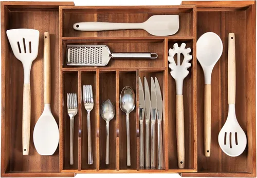 Miniatura 25 de KitchenEdge Organizador Premium de Cubiertos, Vajilla y Utensilios para Cajones de Cocina, Grado Contractual Apto para Alimentos, Expandible de 18 a