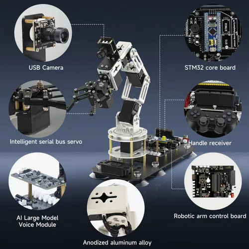 Miniatura 5 de Yahboom Brazo robótico ROS2 6DOF Inteligencia incorporada, reconocimiento espacial 3D, control de PC de máquina virtual, módulo de voz
