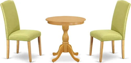 Miniatura 16 de East West Furniture ESEN3-BCH-20 - Juego de mesa y sillas de cocina de 3 piezas contiene una mesa redonda de comedor con pedestal y 2 sillas Parsons