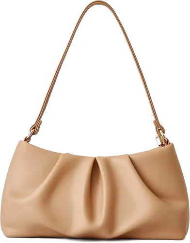 Miniatura 16 de Bolso de noche de piel sintética, bolso de mano fruncido para mujer, con correas de hombro dobles desmontables, bolso cruzado