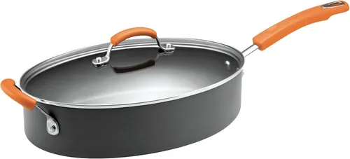 Miniatura 10 de Rachael Ray Brights - Sartén antiadherente anodizada dura, sartén anodizada dura, 12.5 pulgadas, gris con asas rojas