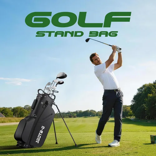 Miniatura 8 de Bolsa de soporte de golf de 7 vías, bolsas ligeras para palos de golf con 7 divisores de longitud completa, hielera, capucha de lluvia para hombres